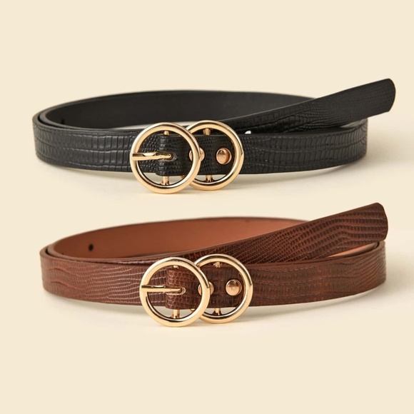 brown black Double circle belt set work - Picture 1 of 6